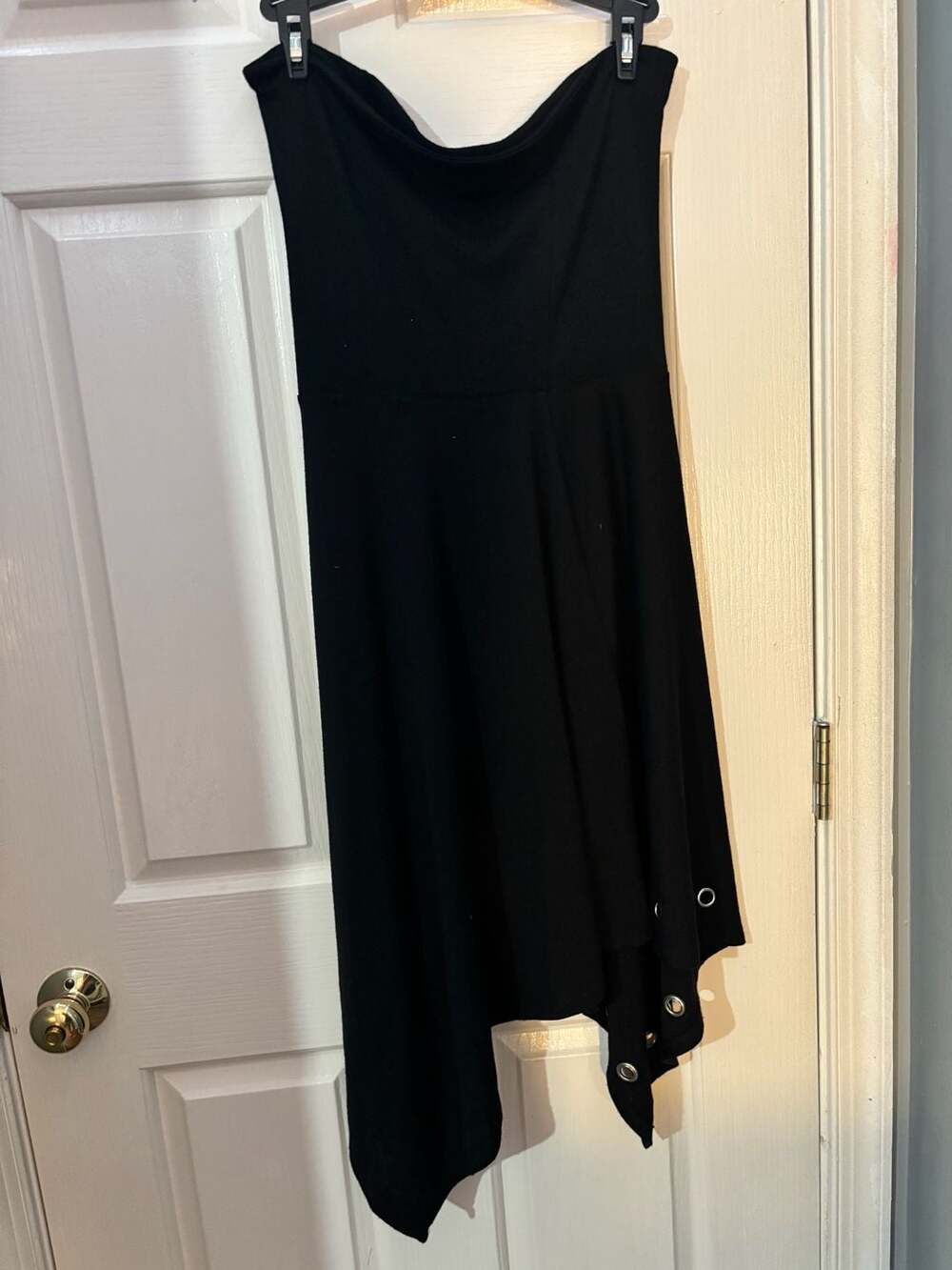 Belldini Women's Black Asymmetrical Handkerchief Hem Dress S/M